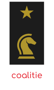 Tibor Badge COALITIE DE EENHEID witte letters Tibor Badge COALITIE DE EENHEID witte letters